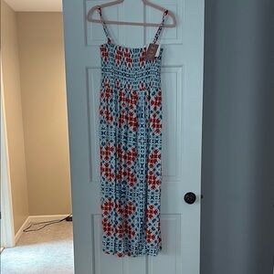 Vibrant Red and Blue Patterned Dress